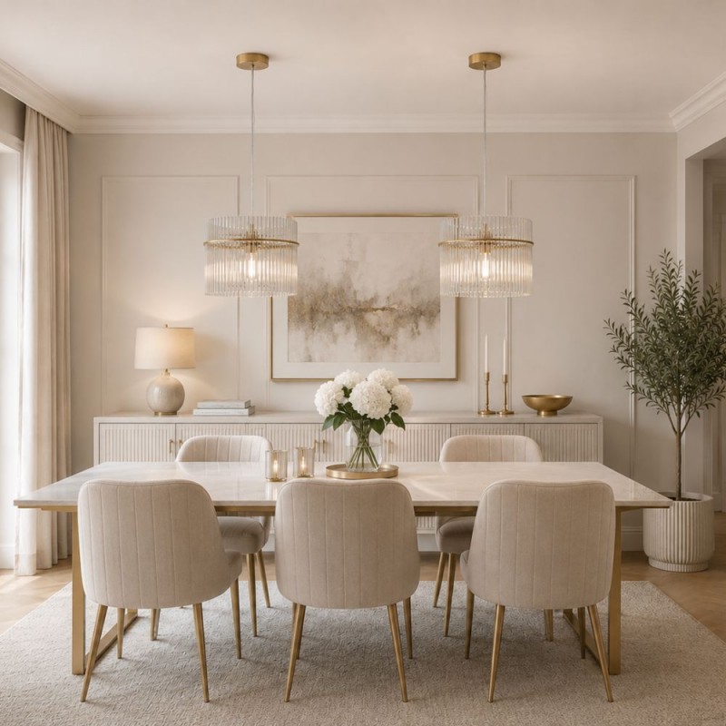 Searchlight-55621CP - Swizzle - Matt Gold Pendant with Champagne Rods Ø 40 cm