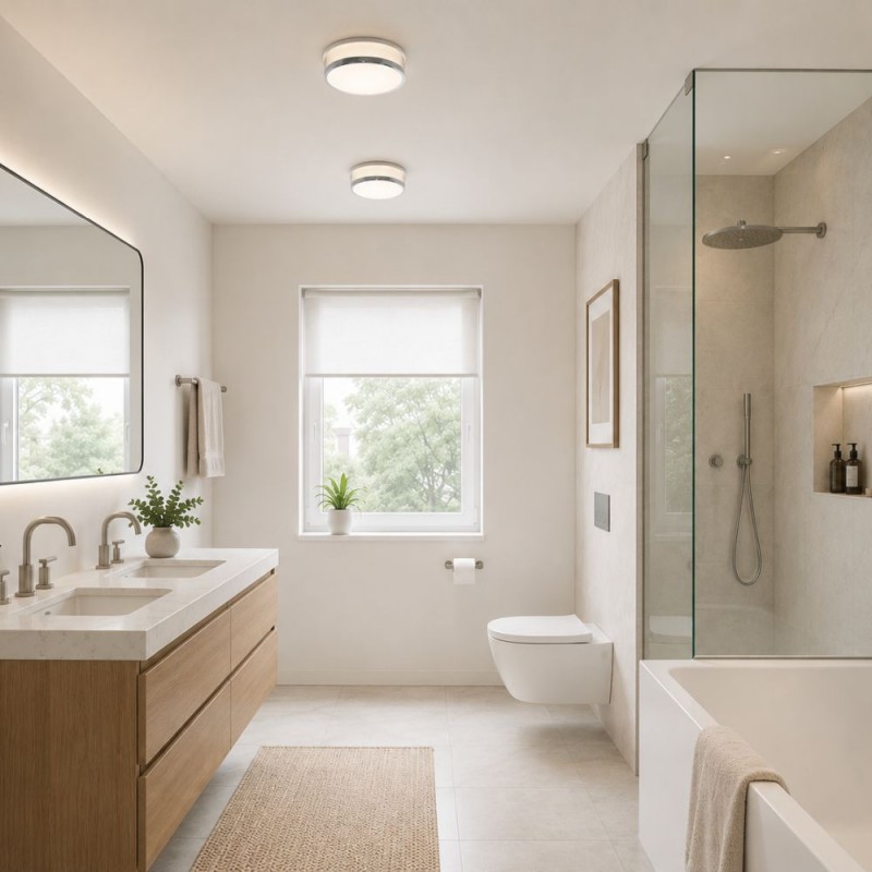 Searchlight-7039-23CC - Cheese - Bathroom Chrome with Opal Glass Small Ceiling Lamp