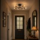 Searchlight-8046-6BK - Armstrong - Black & Satin Brass 6 Light Semi Flush