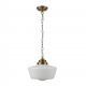 Searchlight-8071-1AB - School House - Antique Brass Pendant with White Opal Glass IP44
