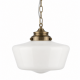 Searchlight-8071-1AB - School House - Antique Brass Pendant with White Opal Glass IP44