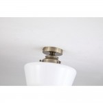 School House - Antique Brass Flush with White Glass IP44