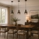 Searchlight-88910-1BK - Sweden - Matt Black Pendant with Smoked Ombre Glass