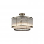 Nice 3 - Antique Brass 5 Light Semi Flush with Clear Glass Rods Nice 3 - Antique Brass 5 Light Semi Flush with Clear Glass Rods