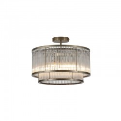 Nice 3 - Antique Brass 5 Light Semi Flush with Clear Glass Rods Nice 3 - Antique Brass 5 Light Semi Flush with Clear Glass Rods