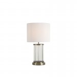 Nice TLAB - Antique Brass Table Lamp with Clear Glass Rods & White Shade Nice TLAB - Antique Brass Table Lamp with Clear Glass Rods & White Shade
