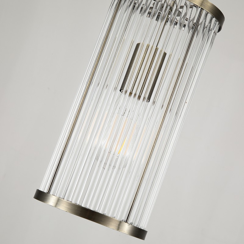 Searchlight-33267-1AB - Nice 1 - Antique Brass Pendant with Clear Glass Rods