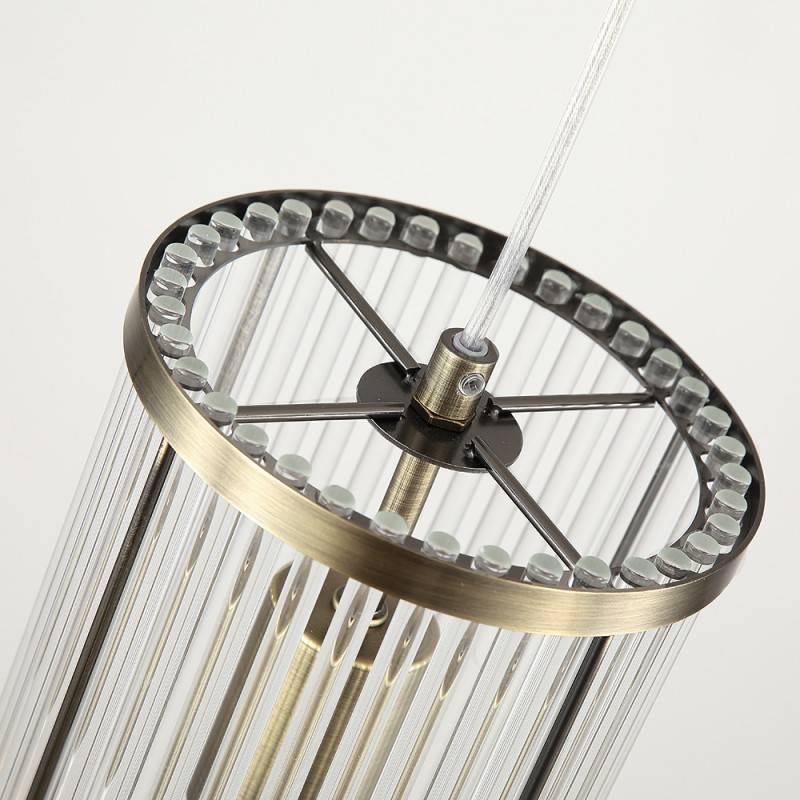 Searchlight-33267-1AB - Nice 1 - Antique Brass Pendant with Clear Glass Rods