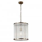 Nice 2 - Antique Brass Pendant with Clear Glass Rods