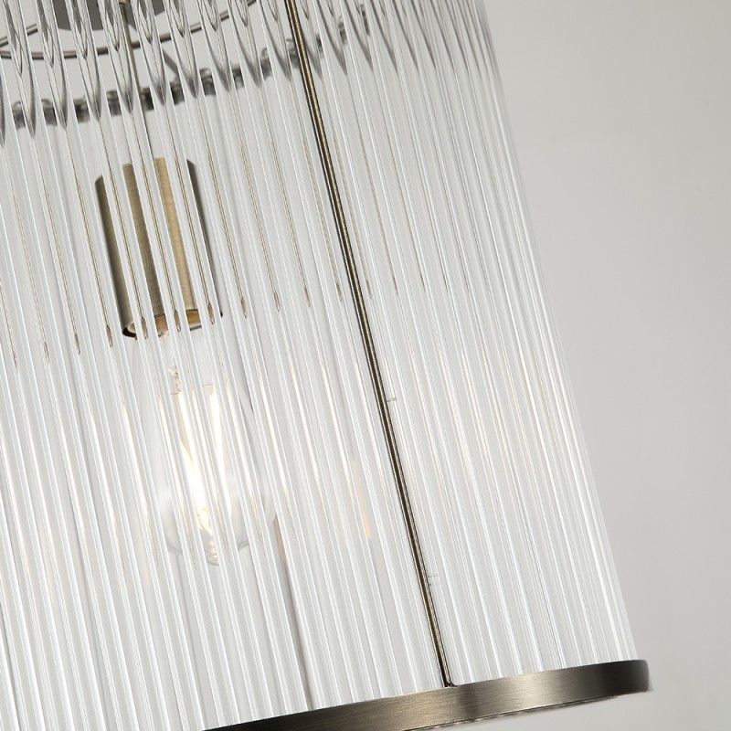 Searchlight-33267AB - Nice 2 - Antique Brass Pendant with Clear Glass Rods