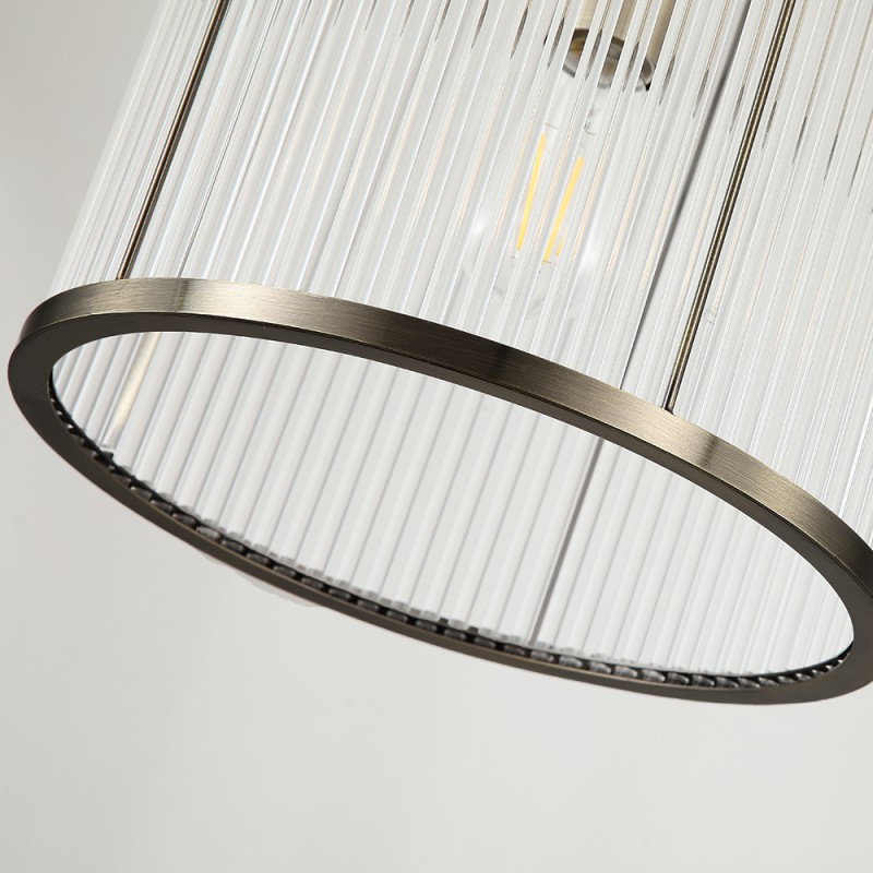 Searchlight-33267AB - Nice 2 - Antique Brass Pendant with Clear Glass Rods