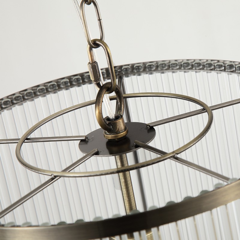 Searchlight-33267AB - Nice 2 - Antique Brass Pendant with Clear Glass Rods