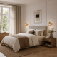 Searchlight-NIK-WB-SB+02NIK-AM - Nikita - Satin Brass Wall Lamp with Amber Ribbed Glass