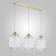Searchlight-NIK-SP3-SB+3x01NIK-CL - Nikita - Satin Brass 3 Light over Island Fitting with Clear Ribbed Big Glass