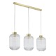 Searchlight-NIK-SP3-SB+3x01NIK-CL - Nikita - Satin Brass 3 Light over Island Fitting with Clear Ribbed Big Glass
