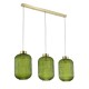 Kitchen Lights - Nikita - Satin Brass 3 Light over Island Fitting with Green Ribbed Big Glass Searchlight-NIK-SP3-SB+3x01NIK-GR - Nikita - Satin Brass 3 Light over Island Fitting with Green Ribbed Big Glass