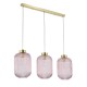 Searchlight-NIK-SP3-SB+3x01NIK-PI - Nikita - Satin Brass 3 Light over Island Fitting with Pink Ribbed Big Glass