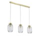 Kitchen Lights - Nikita - Satin Brass 3 Light over Island Fitting with Clear Ribbed Small Glass Searchlight-NIK-SP3-SB+3x02NIK-CL - Nikita - Satin Brass 3 Light over Island Fitting with Clear Ribbed Small Glass