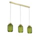Searchlight-NIK-SP3-SB+3x02NIK-GR - Nikita - Satin Brass 3 Light over Island Fitting with Green Ribbed Small Glass