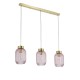 Searchlight-NIK-SP3-SB+3x02NIK-PI - Nikita - Satin Brass 3 Light over Island Fitting with Pink Ribbed Small Glass