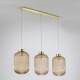 Searchlight-NIK-SP3-SB+3x01NIK-AM - Nikita - Satin Brass 3 Light over Island Fitting with Amber Ribbed Big Glass