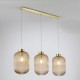 Searchlight-NIK-SP3-SB+3x01NIK-AM - Nikita - Satin Brass 3 Light over Island Fitting with Amber Ribbed Big Glass