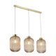 Searchlight-NIK-SP3-SB+3x01NIK-AM - Nikita - Satin Brass 3 Light over Island Fitting with Amber Ribbed Big Glass