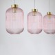 Searchlight-NIK-SP3-SB+3x01NIK-PI - Nikita - Satin Brass 3 Light over Island Fitting with Pink Ribbed Big Glass
