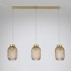 Searchlight-NIK-SP3-SB+3x02NIK-AM - Nikita - Satin Brass 3 Light over Island Fitting with Amber Ribbed Small Glass