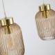 Searchlight-NIK-SP3-SB+3x02NIK-AM - Nikita - Satin Brass 3 Light over Island Fitting with Amber Ribbed Small Glass