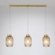 Searchlight-NIK-SP3-SB+3x02NIK-AM - Nikita - Satin Brass 3 Light over Island Fitting with Amber Ribbed Small Glass