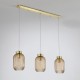Searchlight-NIK-SP3-SB+3x02NIK-AM - Nikita - Satin Brass 3 Light over Island Fitting with Amber Ribbed Small Glass