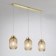 Searchlight-NIK-SP3-SB+3x02NIK-AM - Nikita - Satin Brass 3 Light over Island Fitting with Amber Ribbed Small Glass