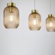 Searchlight-NIK-SP3-SB+3x02NIK-AM - Nikita - Satin Brass 3 Light over Island Fitting with Amber Ribbed Small Glass