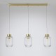 Kitchen Lights - Nikita - Satin Brass 3 Light over Island Fitting with Clear Ribbed Small Glass Searchlight-NIK-SP3-SB+3x02NIK-CL - Nikita - Satin Brass 3 Light over Island Fitting with Clear Ribbed Small Glass