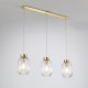 Kitchen Lights - Nikita - Satin Brass 3 Light over Island Fitting with Clear Ribbed Small Glass Searchlight-NIK-SP3-SB+3x02NIK-CL - Nikita - Satin Brass 3 Light over Island Fitting with Clear Ribbed Small Glass