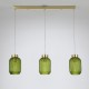 Searchlight-NIK-SP3-SB+3x02NIK-GR - Nikita - Satin Brass 3 Light over Island Fitting with Green Ribbed Small Glass