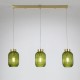 Searchlight-NIK-SP3-SB+3x02NIK-GR - Nikita - Satin Brass 3 Light over Island Fitting with Green Ribbed Small Glass