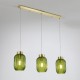 Searchlight-NIK-SP3-SB+3x02NIK-GR - Nikita - Satin Brass 3 Light over Island Fitting with Green Ribbed Small Glass