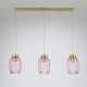 Searchlight-NIK-SP3-SB+3x02NIK-PI - Nikita - Satin Brass 3 Light over Island Fitting with Pink Ribbed Small Glass