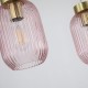 Searchlight-NIK-SP3-SB+3x02NIK-PI - Nikita - Satin Brass 3 Light over Island Fitting with Pink Ribbed Small Glass