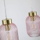 Searchlight-NIK-SP3-SB+3x02NIK-PI - Nikita - Satin Brass 3 Light over Island Fitting with Pink Ribbed Small Glass
