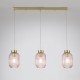 Searchlight-NIK-SP3-SB+3x02NIK-PI - Nikita - Satin Brass 3 Light over Island Fitting with Pink Ribbed Small Glass