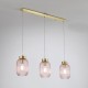 Searchlight-NIK-SP3-SB+3x02NIK-PI - Nikita - Satin Brass 3 Light over Island Fitting with Pink Ribbed Small Glass