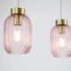 Searchlight-NIK-SP3-SB+3x02NIK-PI - Nikita - Satin Brass 3 Light over Island Fitting with Pink Ribbed Small Glass