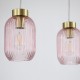 Searchlight-NIK-SP3-SB+3x02NIK-PI - Nikita - Satin Brass 3 Light over Island Fitting with Pink Ribbed Small Glass