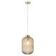Searchlight-NIK-SP1-SB+01NIK-AM - Nikita - Satin Brass Pendant with Amber Ribbed Glass ∅ 20 cm