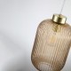 Searchlight-NIK-SP1-SB+01NIK-AM - Nikita - Satin Brass Pendant with Amber Ribbed Glass ∅ 20 cm
