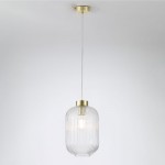 Nikita - Satin Brass Pendant with Clear Ribbed Glass ∅ 20 cm Nikita - Satin Brass Pendant with Clear Ribbed Glass ∅ 20 cm