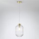 Searchlight-NIK-SP1-SB+01NIK-CL - Nikita - Satin Brass Pendant with Clear Ribbed Glass ∅ 20 cm
